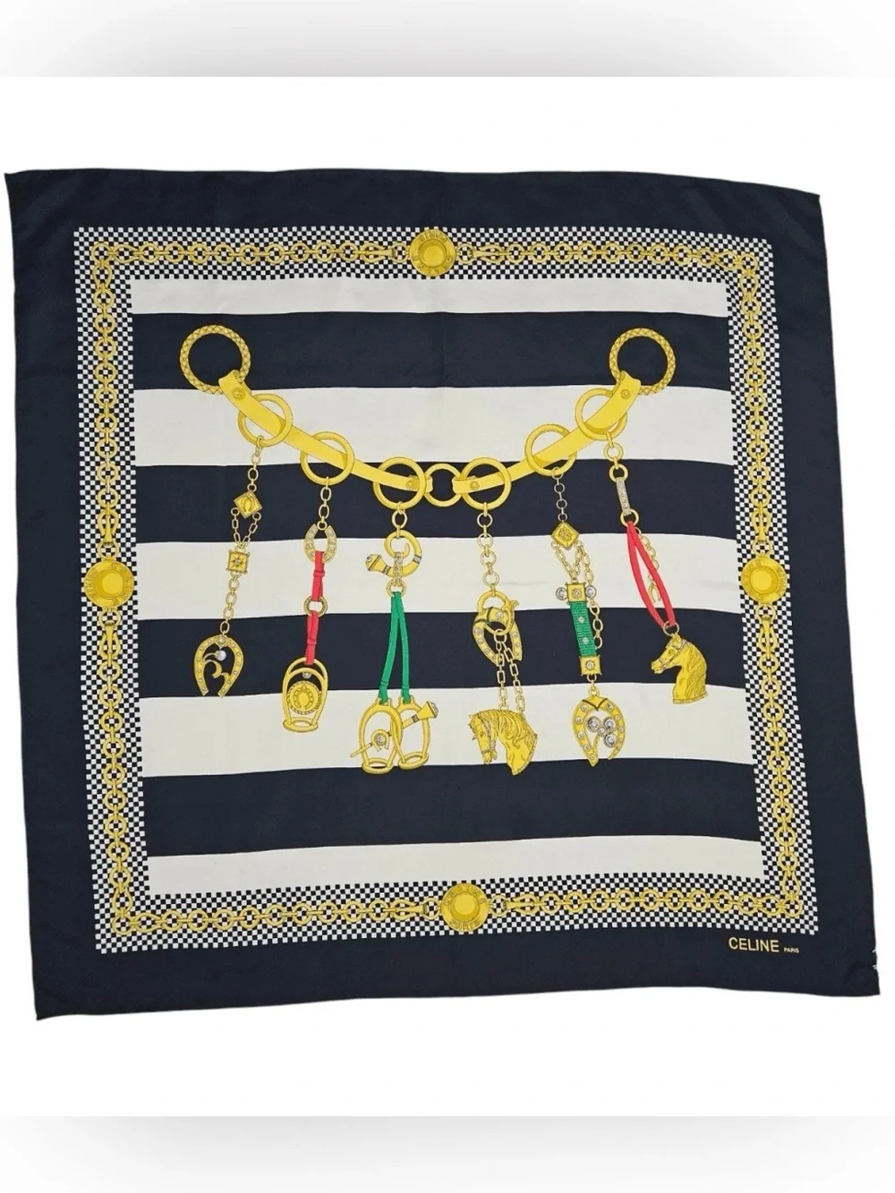 Celine Paris Silk Scarf 90 Carré Hand Rolled Made in France